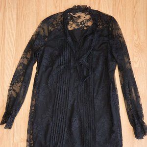 Elie Tahari Black Lace Long Sleeve Dress, Size M